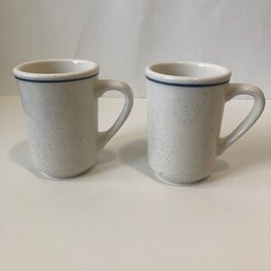Buffalo China White Mugs Restaurant Ware Blue Rim